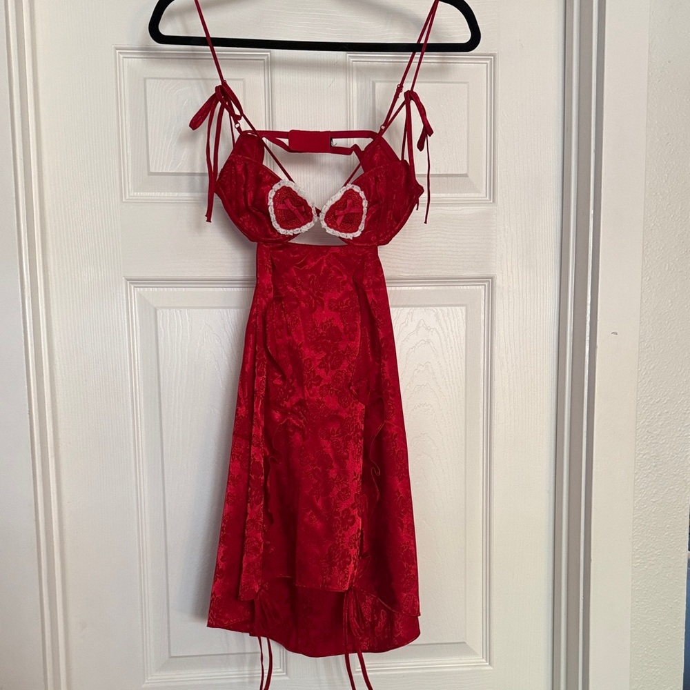 For Love and Lemons Red Lace Dress with Spaghetti Straps
